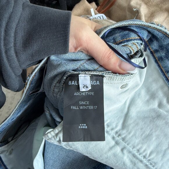 Balenciaga Archetype Denim Jeans Blue Sz 26 Straight Leg High Rise - Picture 4 of 11